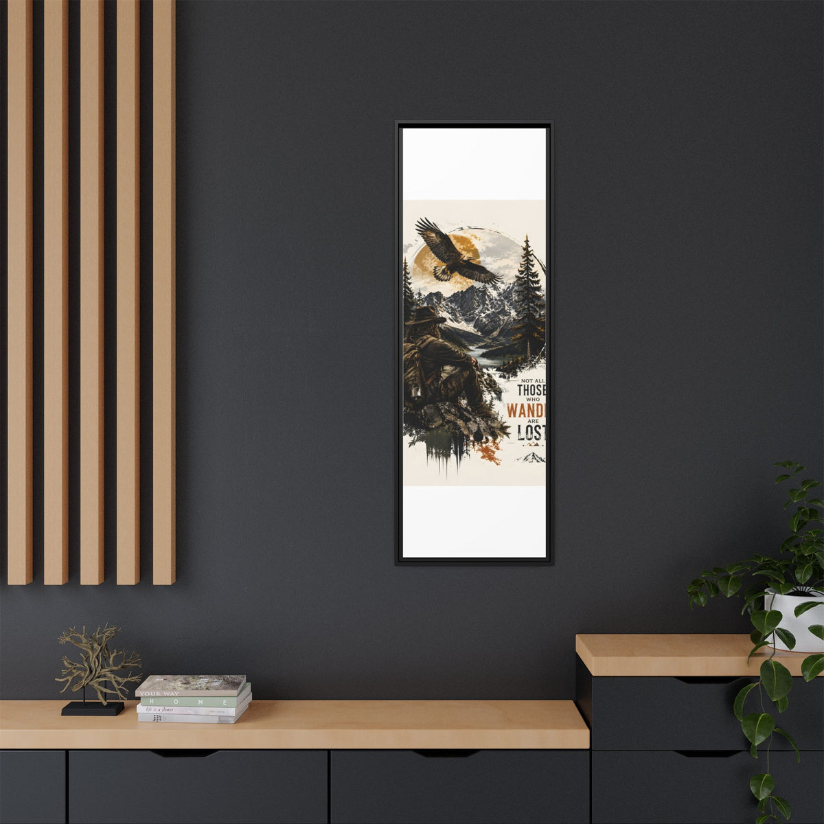 Wander Not Lost Eagle Mountain Canvas Print — Framed Matte Wall Art