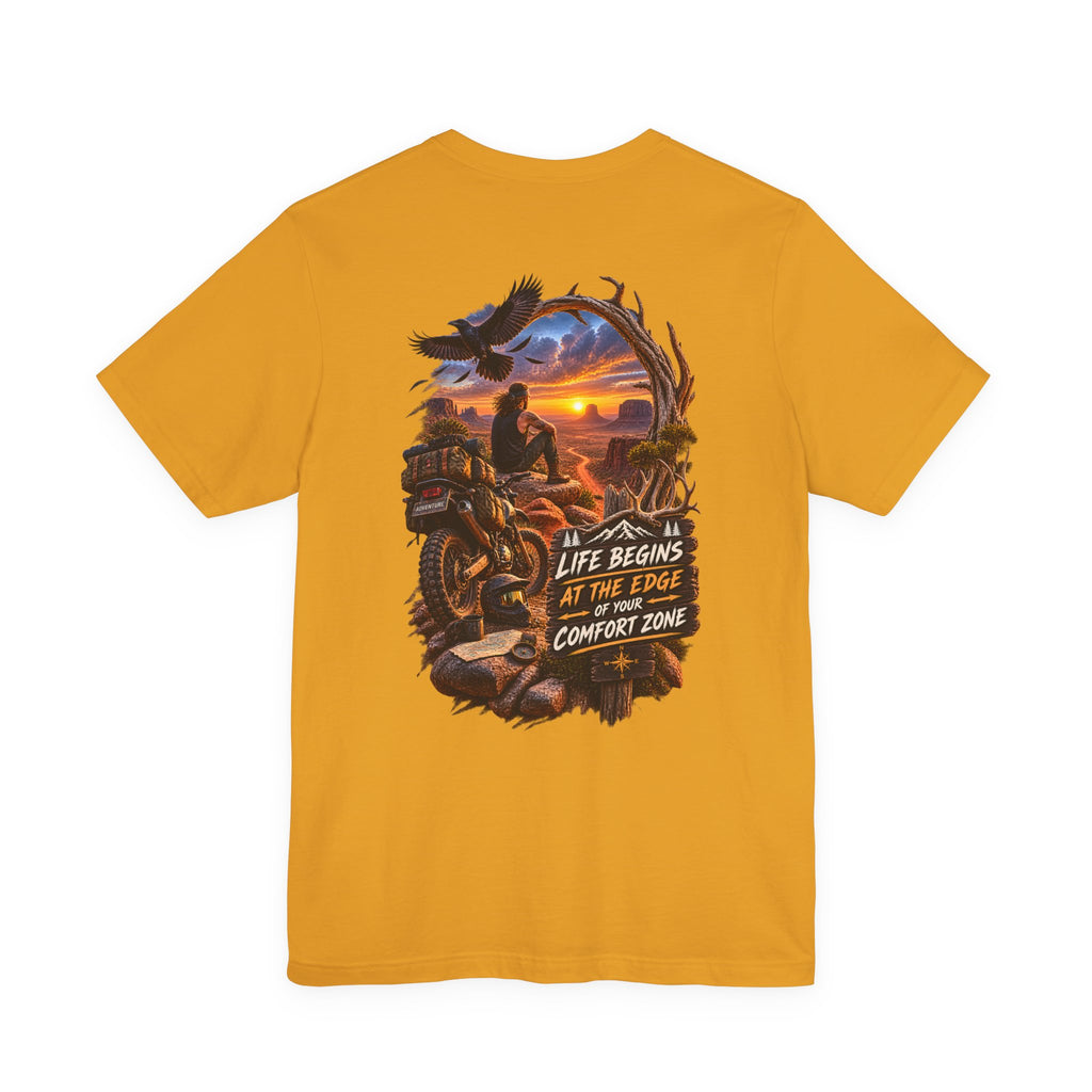 T-shirt moto aventure — « La vie commence là où s'arrête votre zone de confort »