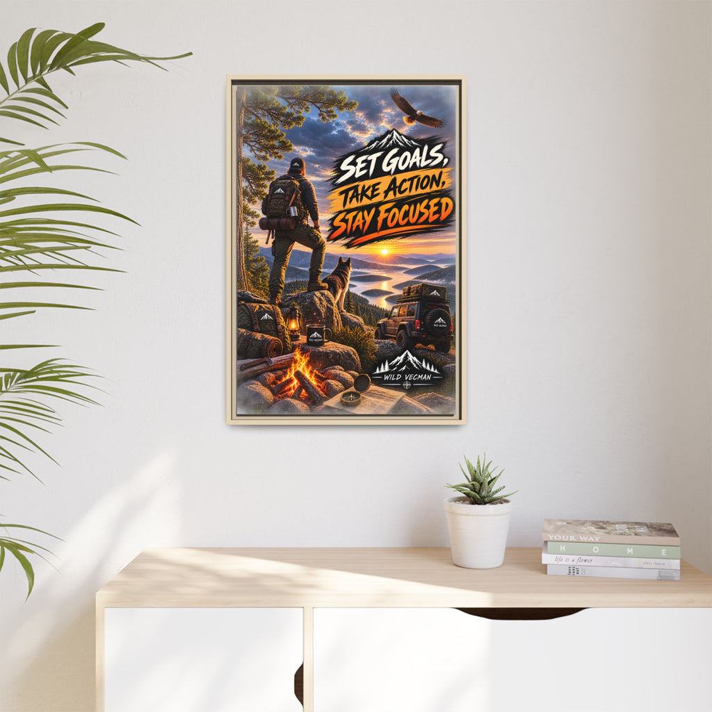 Motivational Adventure Canvas — “Set Goals, Take Action, Stay Focused”