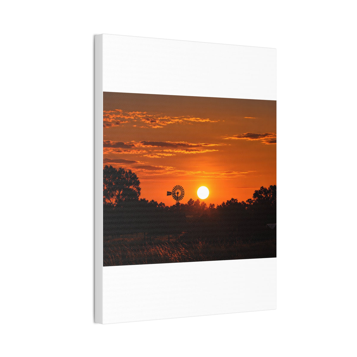 Sunset Windmill Canvas Print — Rural Farmhouse Wall Art