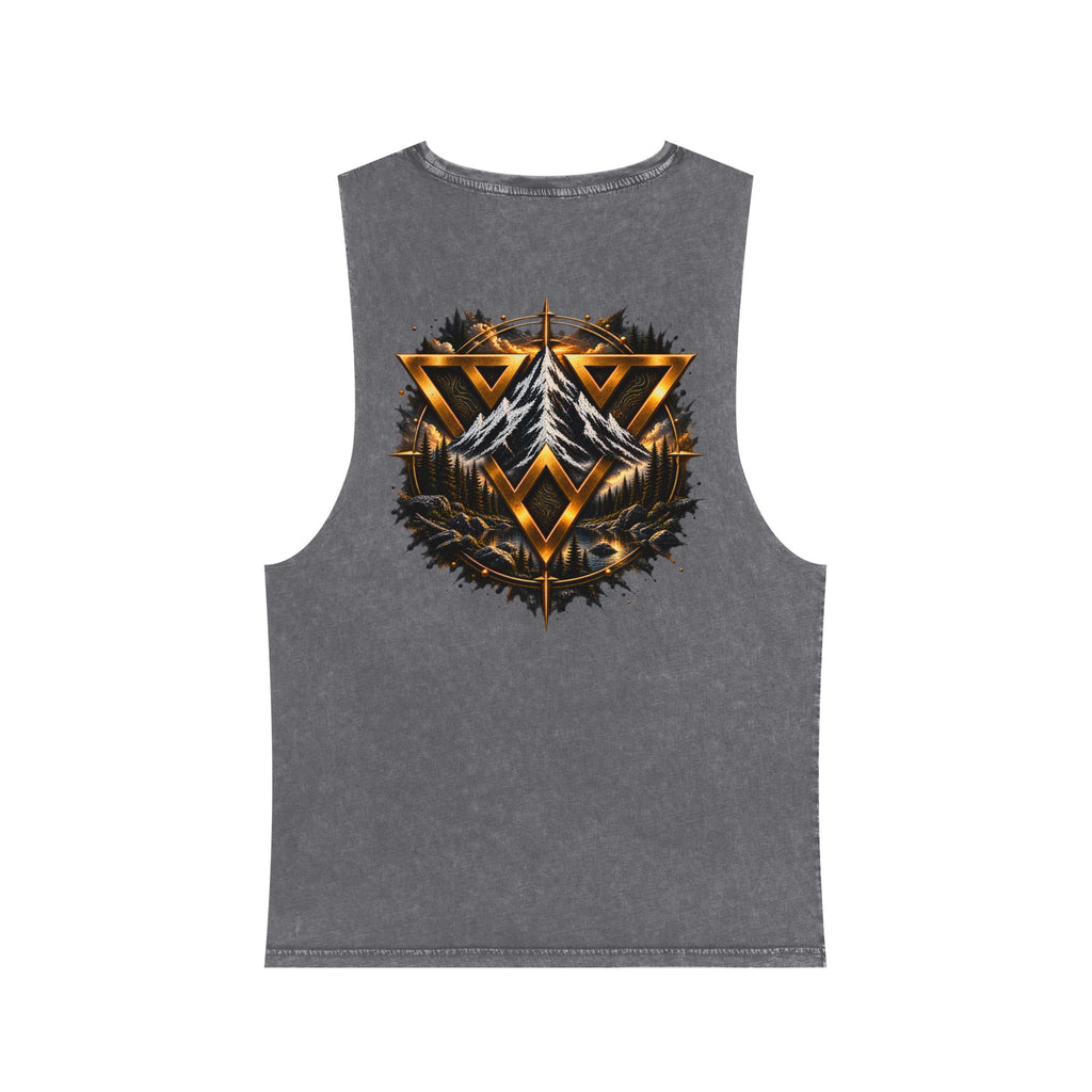 Wild Vecman logo - Compass Tank Top — Vintage Stonewash Adventure Graphic