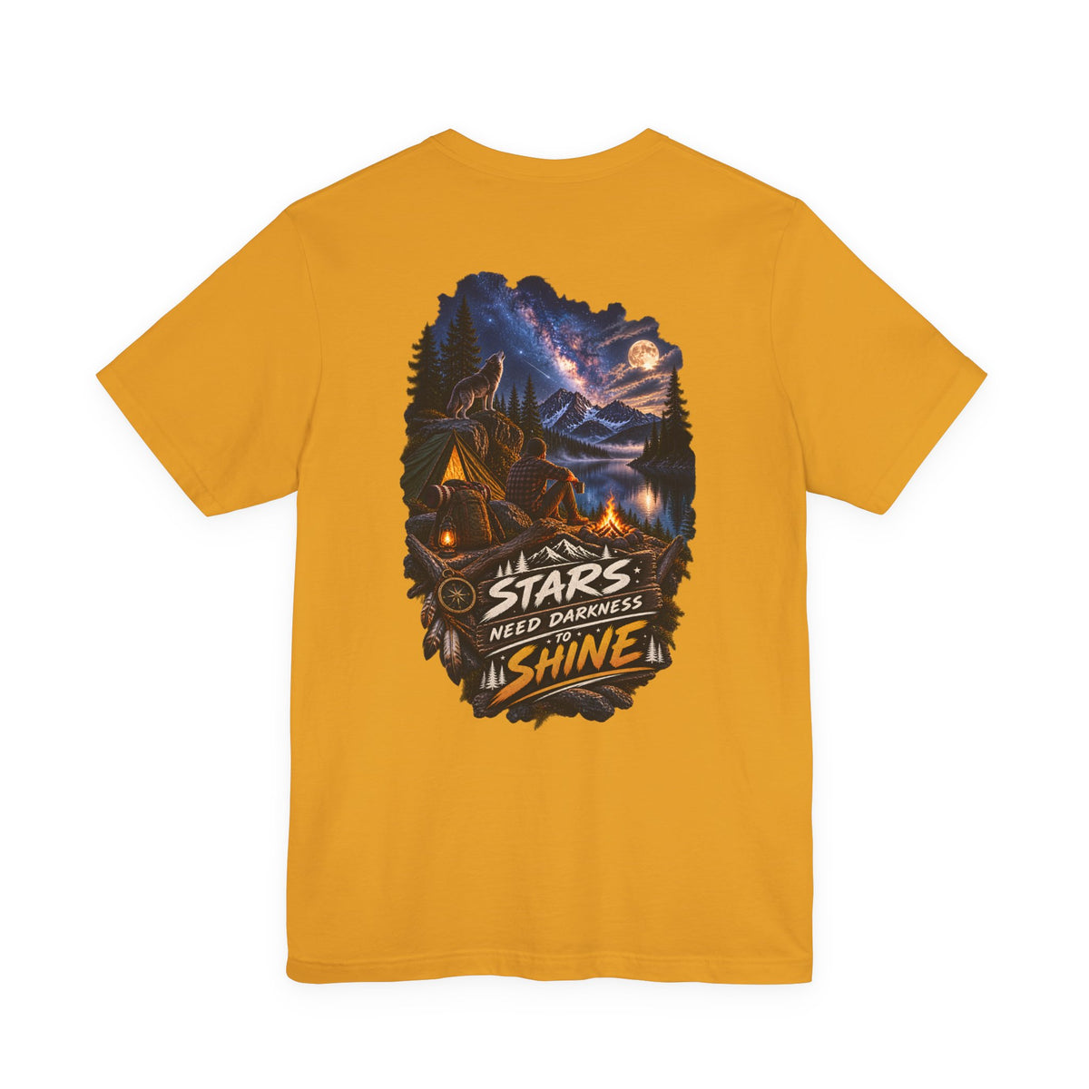 Camping Night Sky T-Shirt — "The Stars Need Darkness to Shine" Graphic Tee