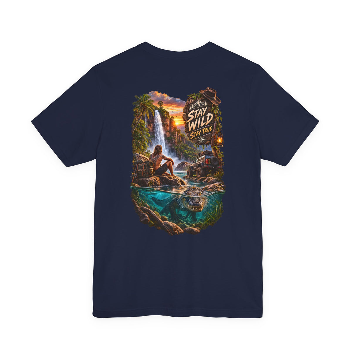 Adventure Graphic Tee — "Stay Wild" Waterfall Outdoor T-Shirt