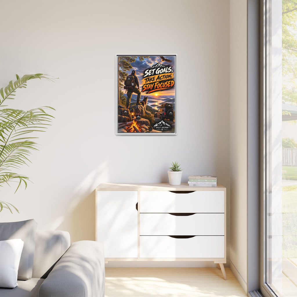 Motivational Adventure Canvas — “Set Goals, Take Action, Stay Focused”