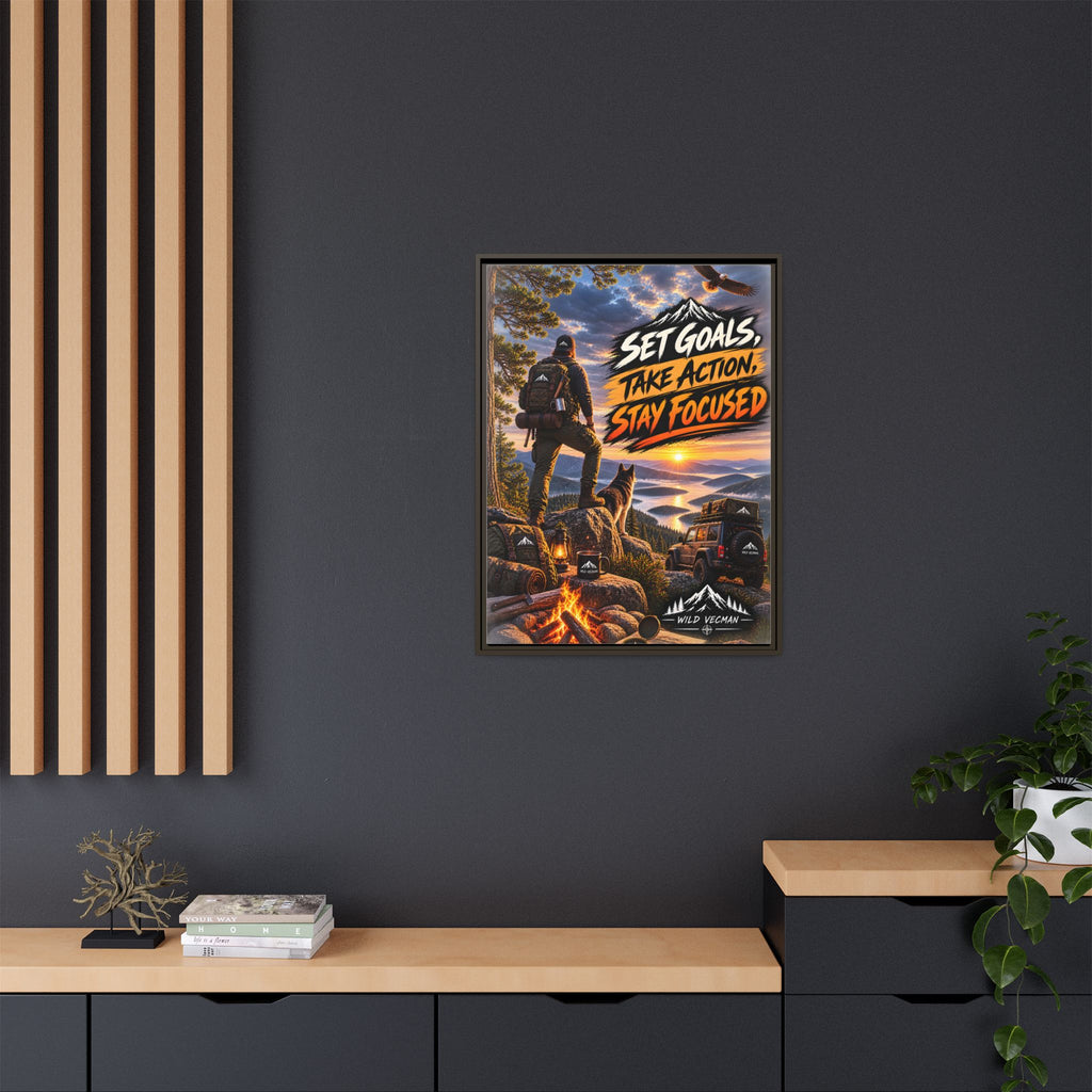 Motivational Adventure Canvas — “Set Goals, Take Action, Stay Focused”