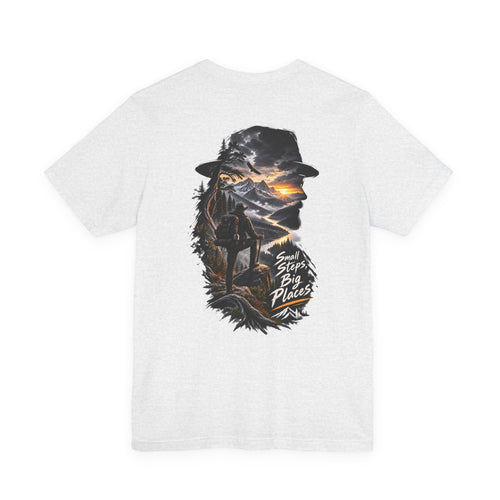 Adventure Hiker Tee — 'Small Steps, Big Places' Mountain Silhouette