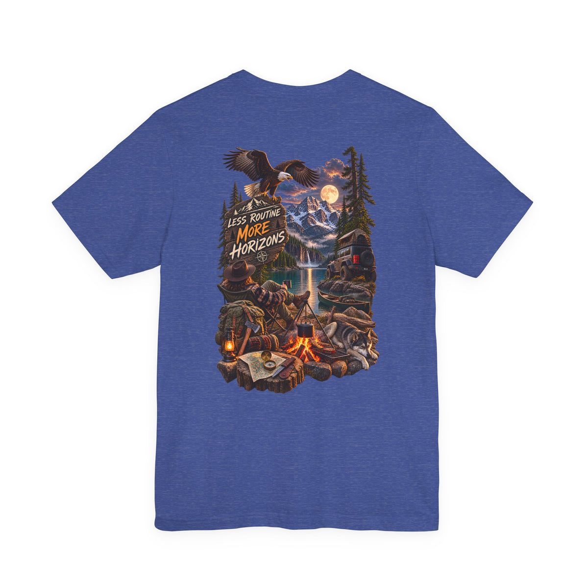Adventure Campfire Graphic Tee — "Less Routine, More Horizons"