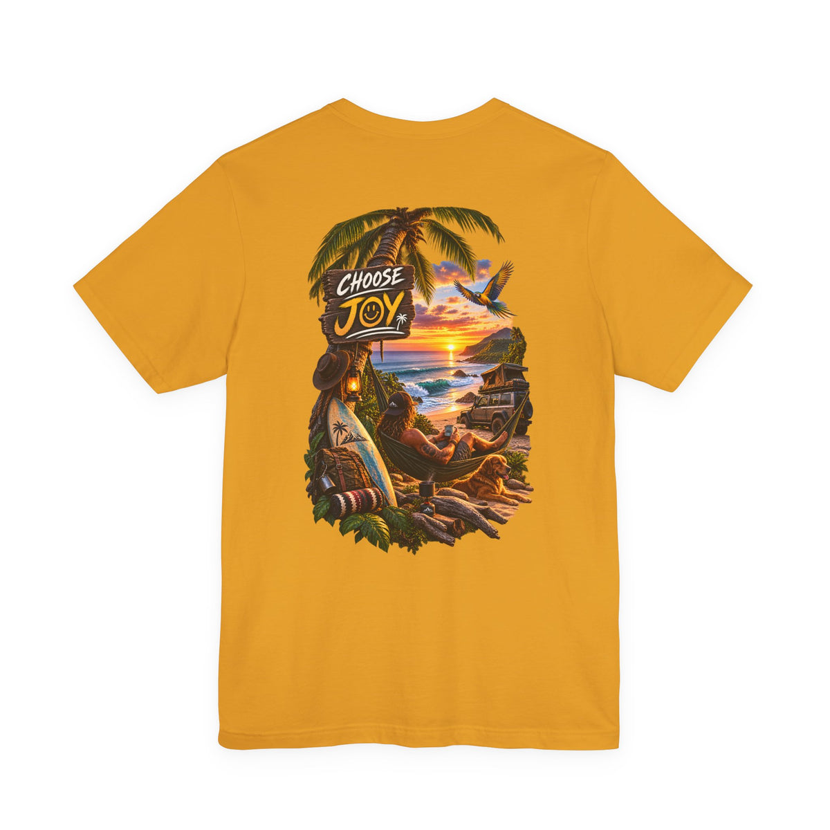 T-Shirt — 'Choose Joy' Tropical Sunset Beach Graphic Tee