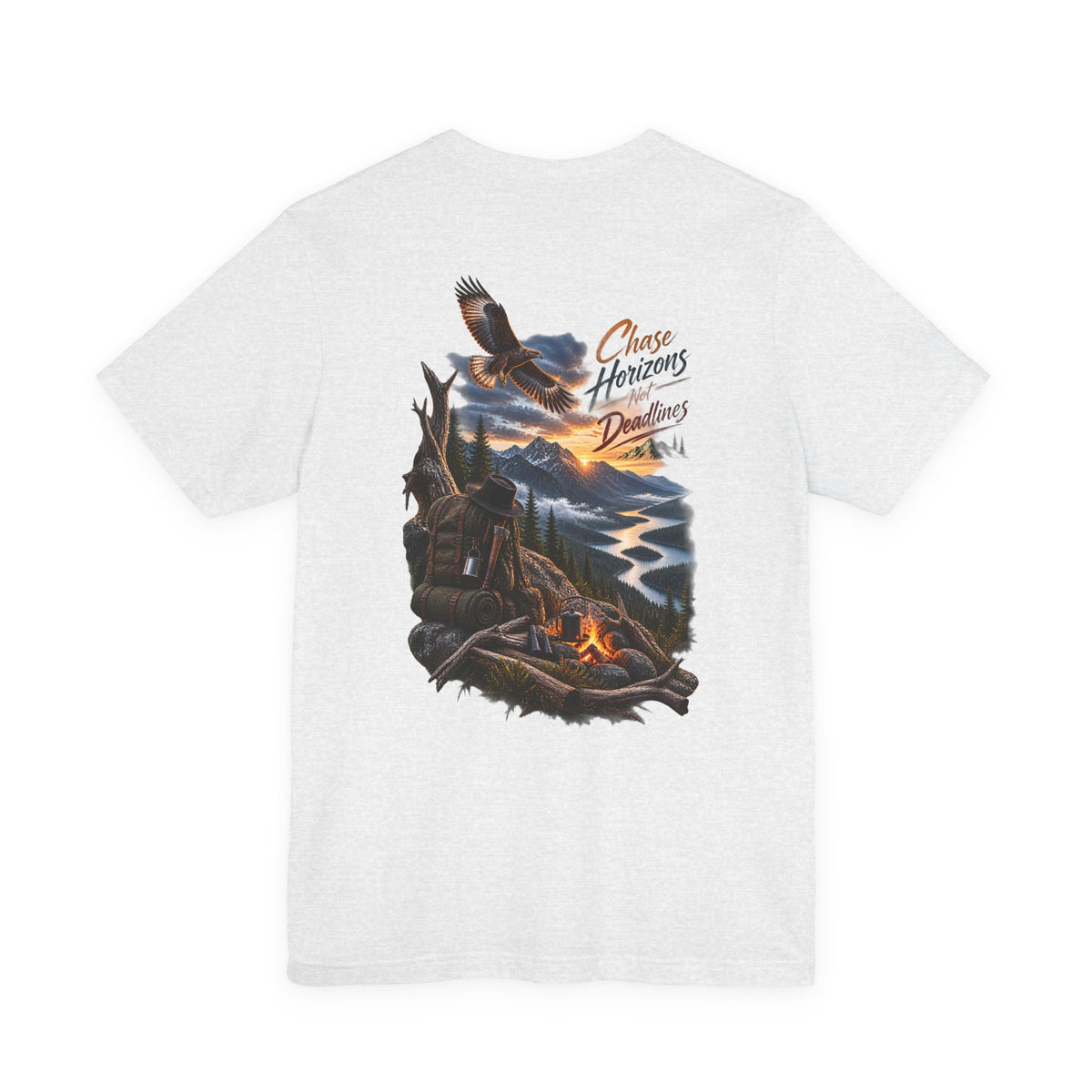 T-Shirt — 'Chase Horizons, Dream Big' Eagle Mountain Campfire Graphic Tee