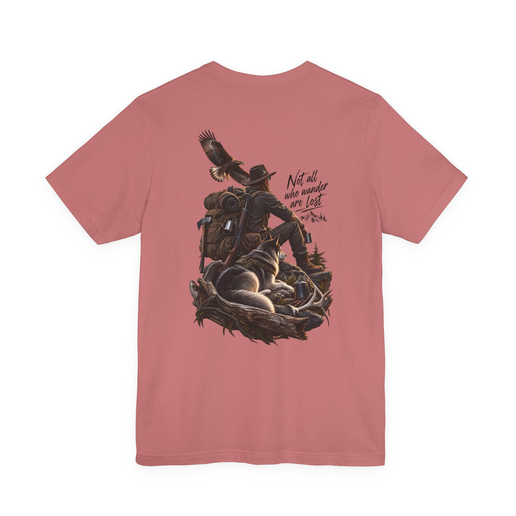 T-shirt graphique Western Adventure — Impression au dos « Not all who wander are lost »