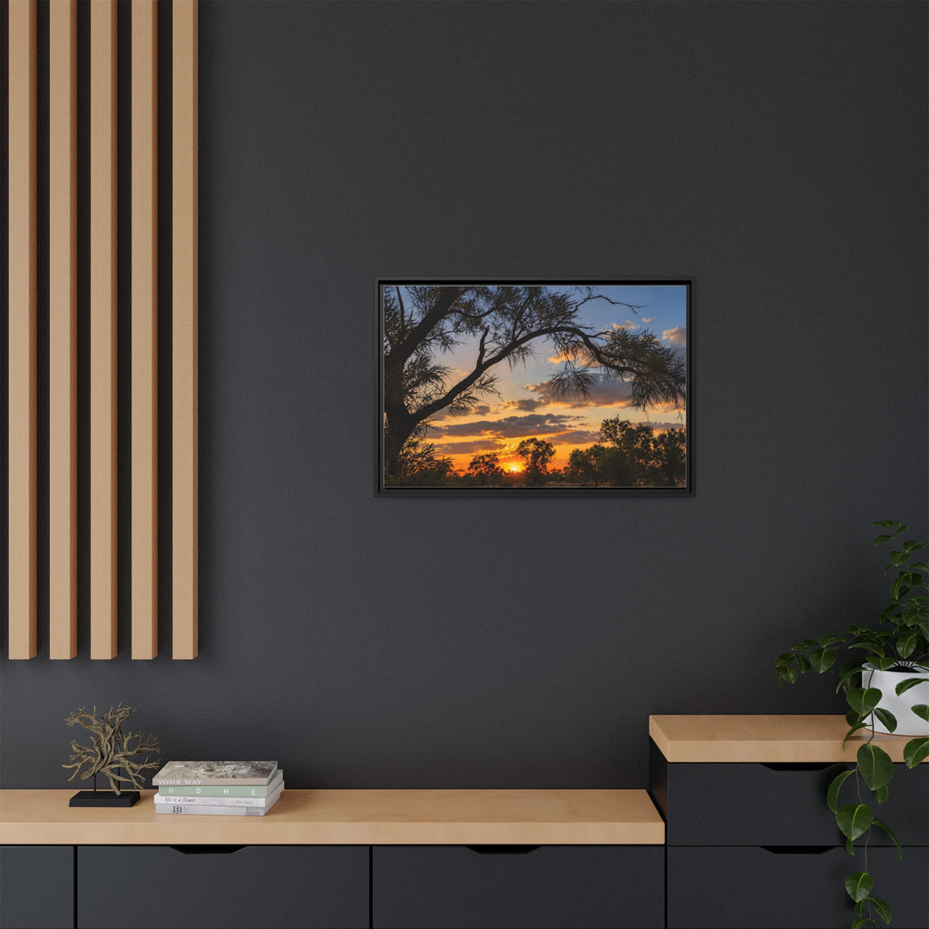 Sunset Silhouette Matte Canvas Print — Framed Landscape Wall Art