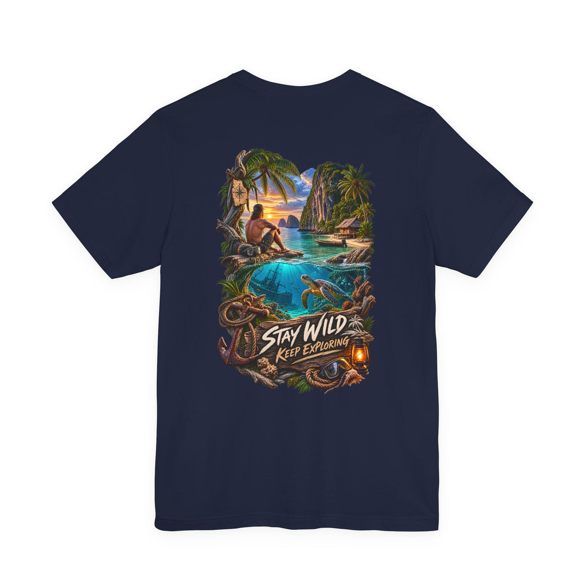 Stay Wild Adventure Tee — Tropical Explorer Graphic T-Shirt