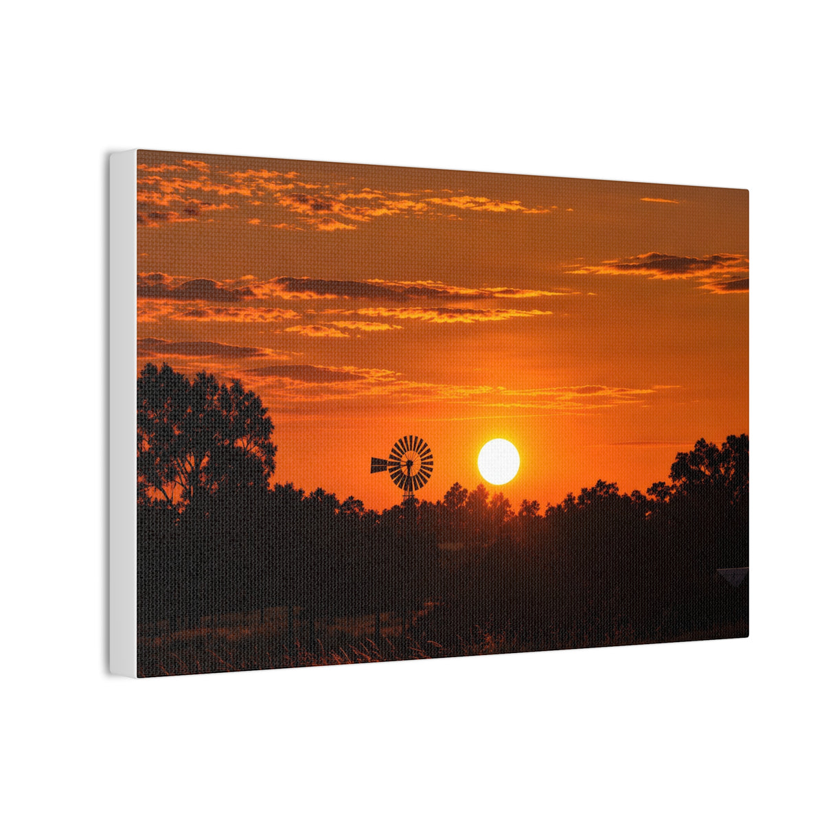 Sunset Windmill Canvas Print — Rural Farmhouse Wall Art