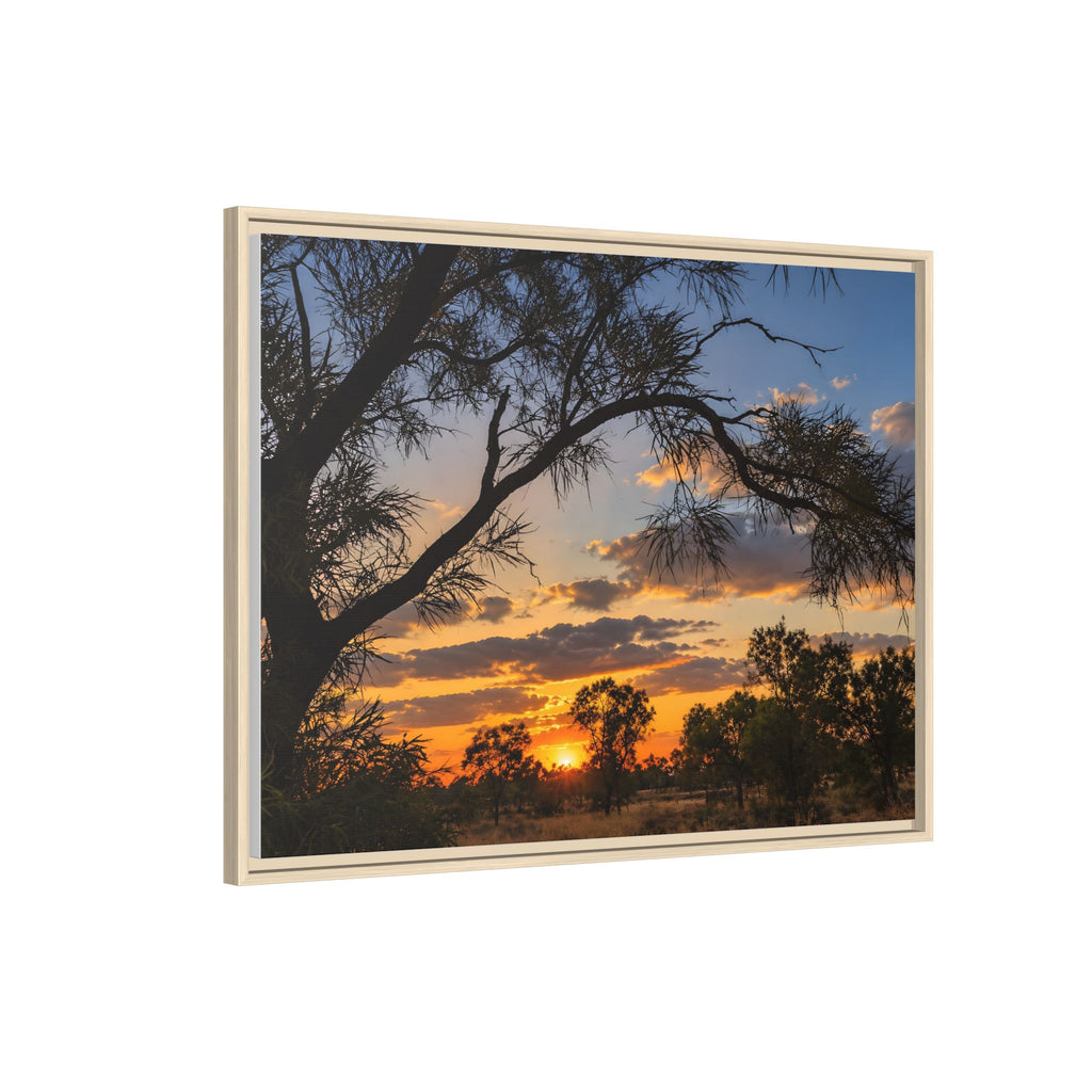Sunset Silhouette Matte Canvas Print — Framed Landscape Wall Art
