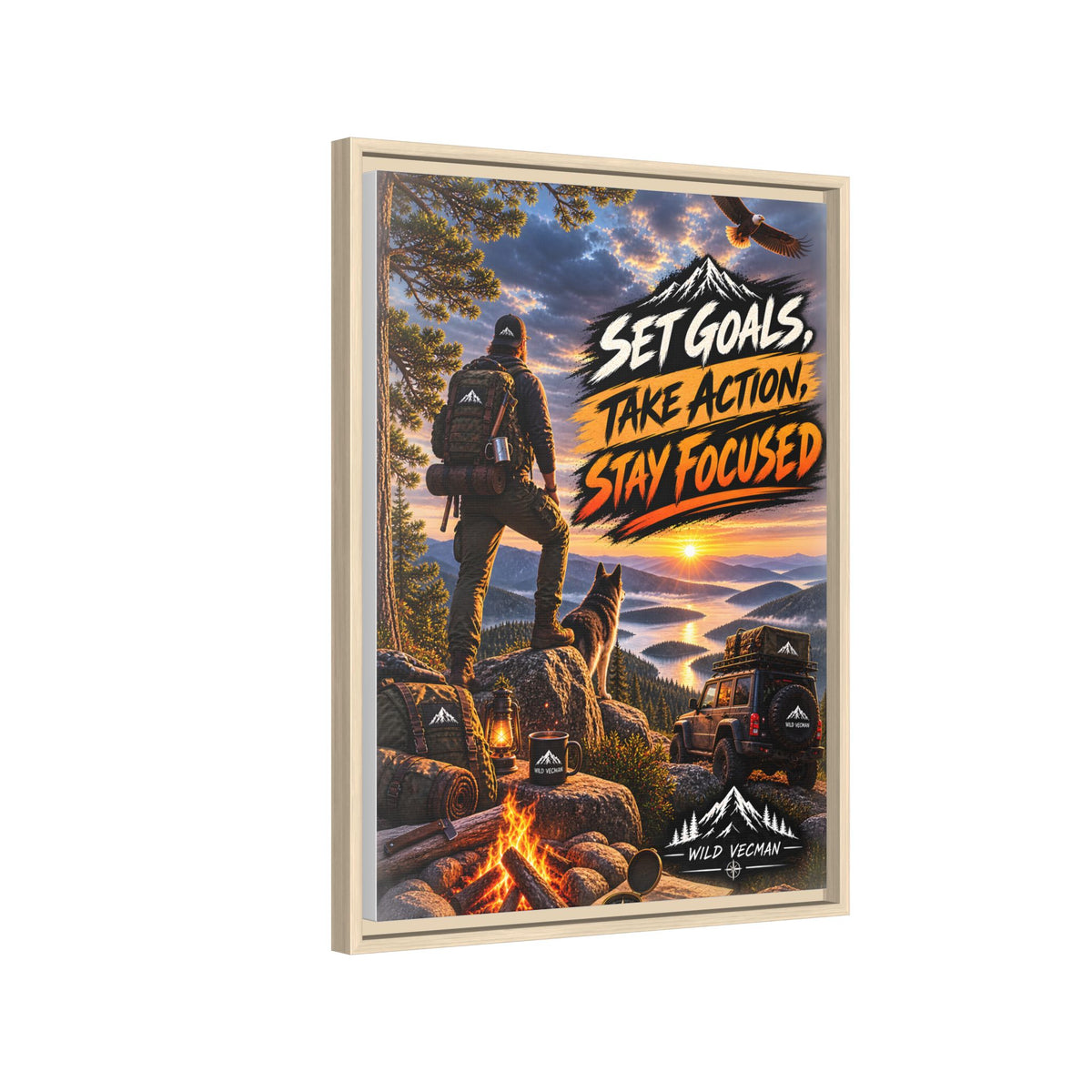 Motivational Adventure Canvas — “Set Goals, Take Action, Stay Focused”