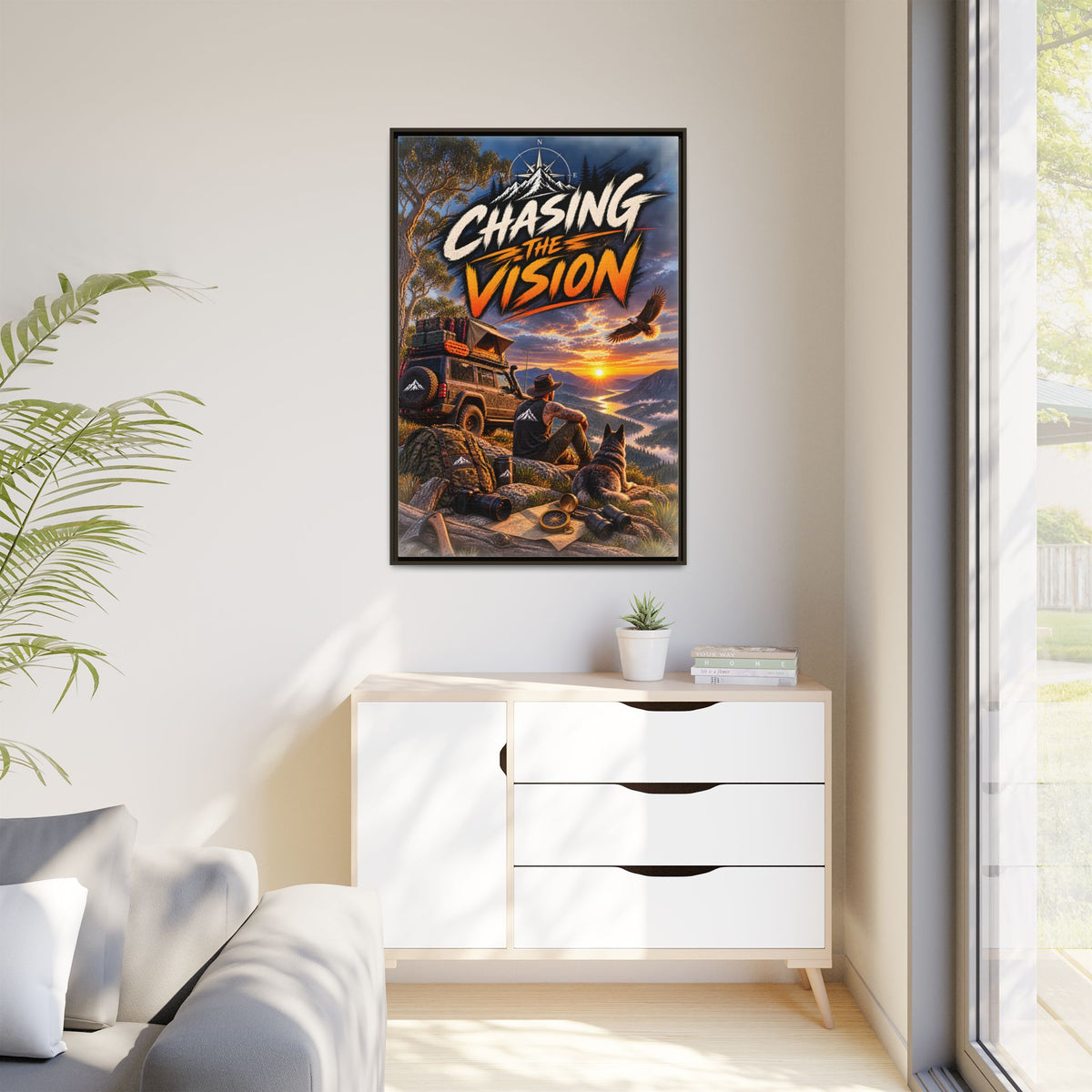 Chasing the Vision Matte Canvas Print (Framed) — Adventure Landscape Wall Art