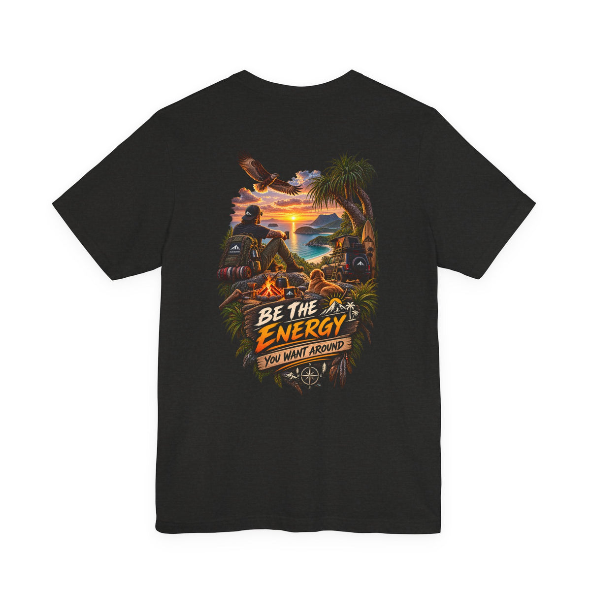 T-Shirt — "Be The Energy" Sunset Island Graphic Tee