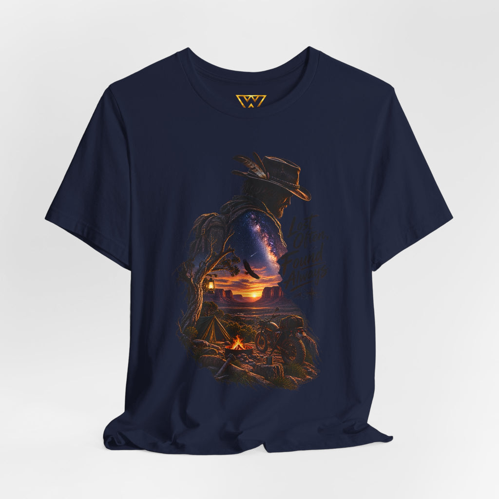 T‑Shirt — Western Sunset Cowboy 'Lost Often, Found Always' Graphic Tee