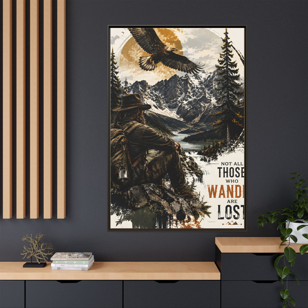 Wander Not Lost Eagle Mountain Canvas Print — Framed Matte Wall Art