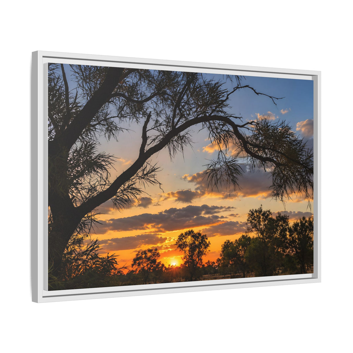 Sunset Silhouette Matte Canvas Print — Framed Landscape Wall Art
