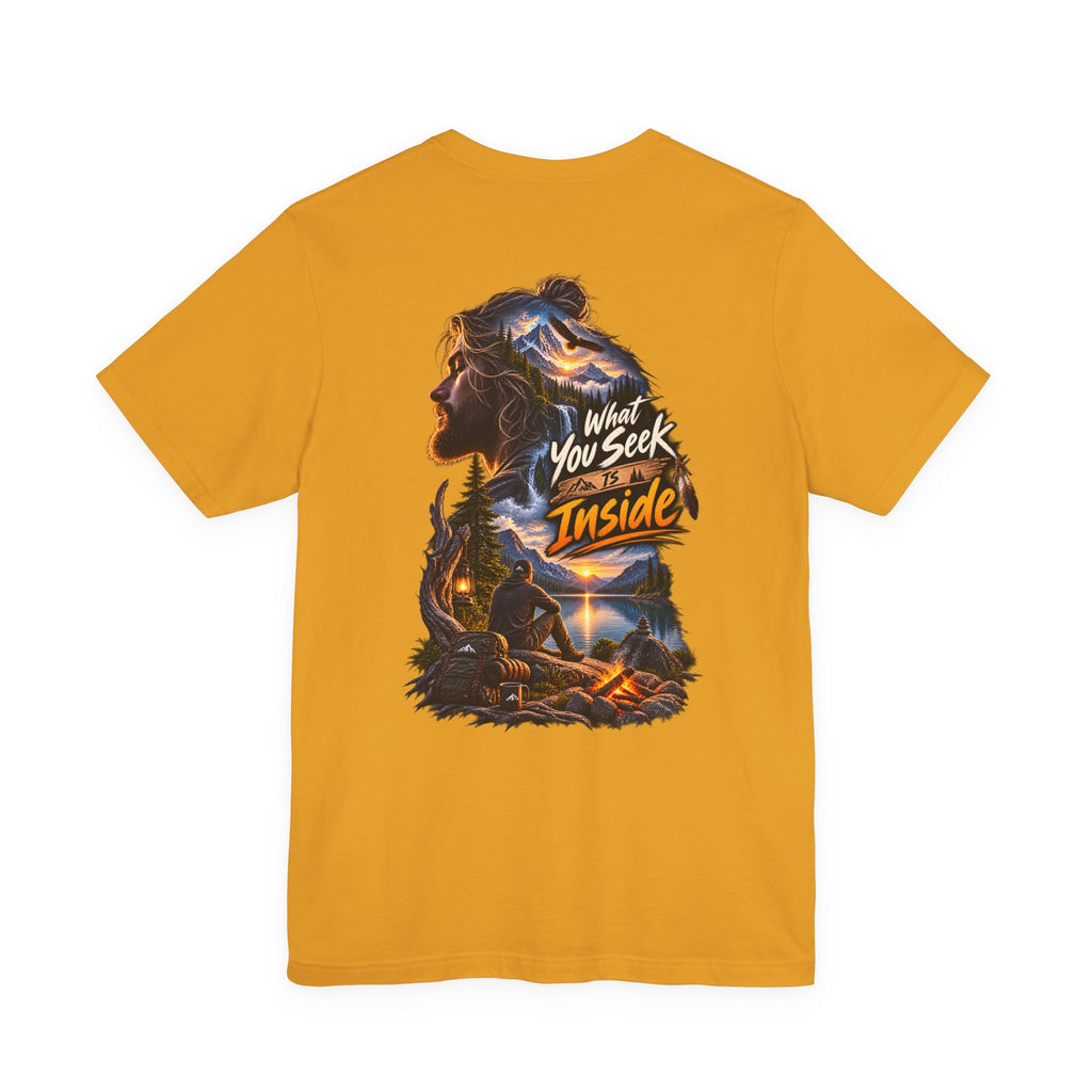 Adventure Graphic Tee — "What You Seek Is Inside" Campfire Design