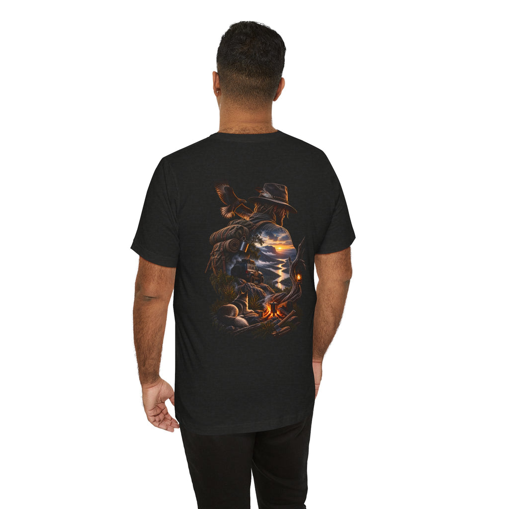 T-shirt Western Campfire — Motif silhouette de cow-boy au coucher du soleil