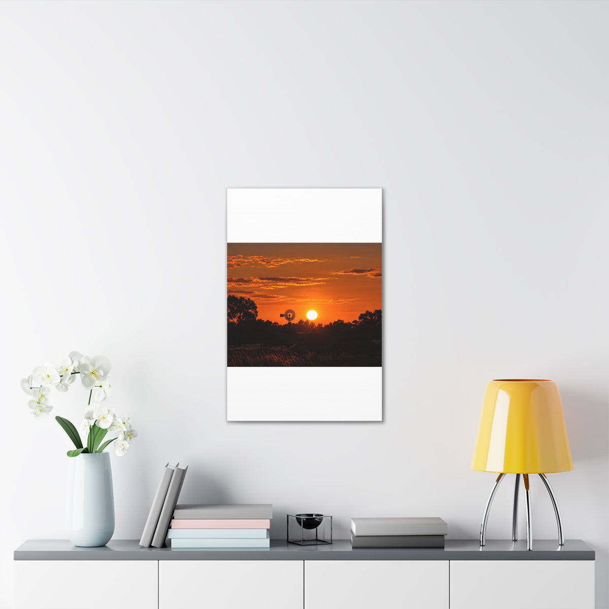 Sunset Windmill Canvas Print — Rural Farmhouse Wall Art