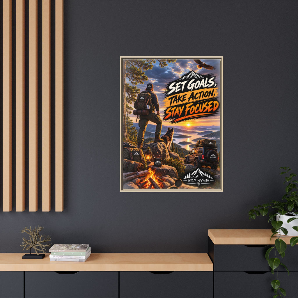 Motivational Adventure Canvas — “Set Goals, Take Action, Stay Focused”