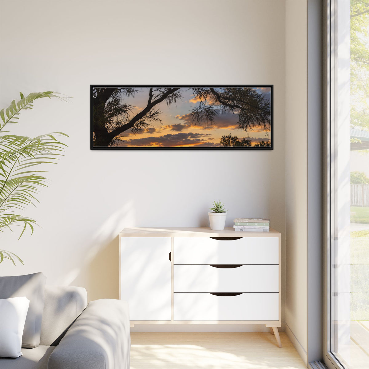 Sunset Silhouette Matte Canvas Print — Framed Landscape Wall Art
