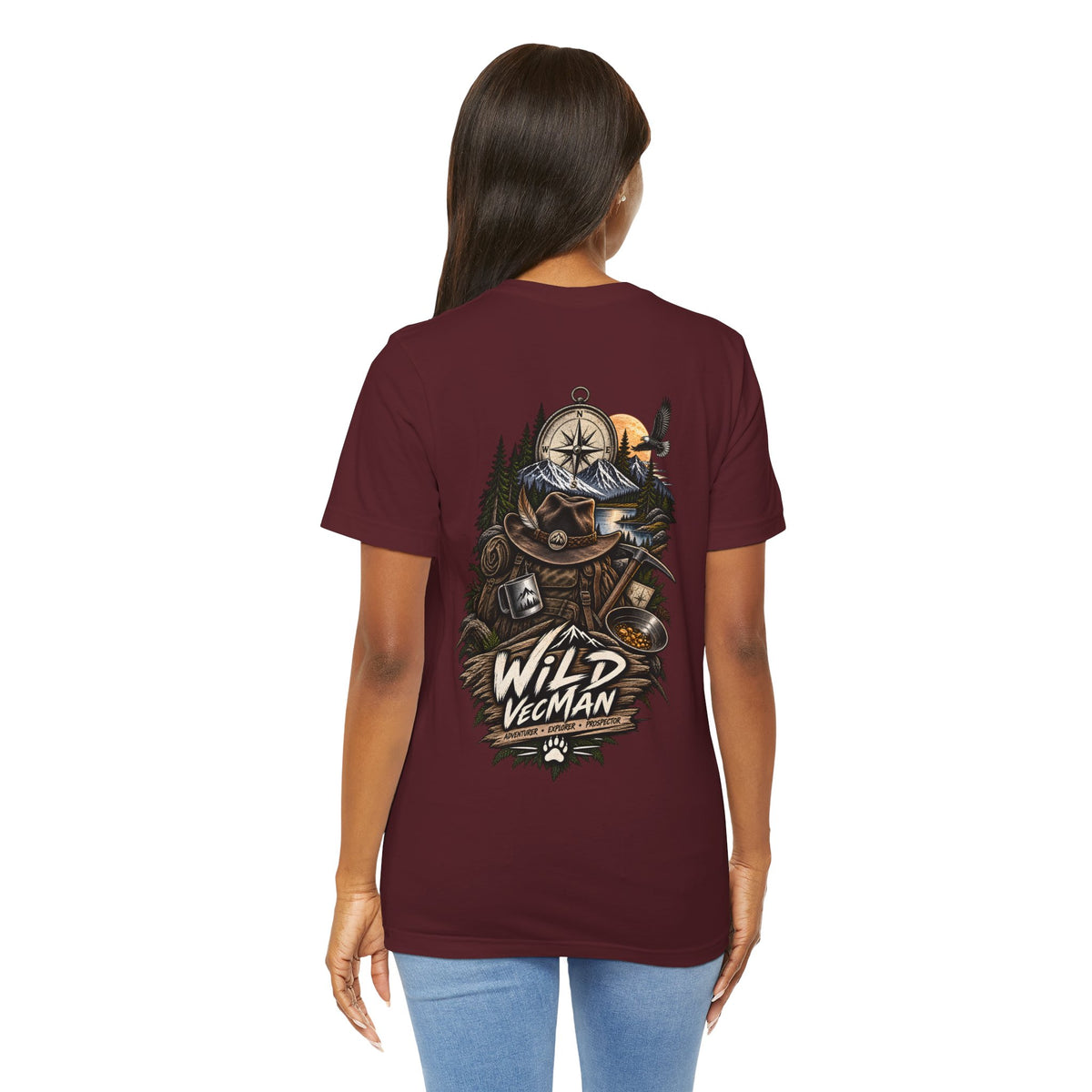 Wild Vegman Adventure T-Shirt — Outdoorsy Compass & Forest Graphic Tee
