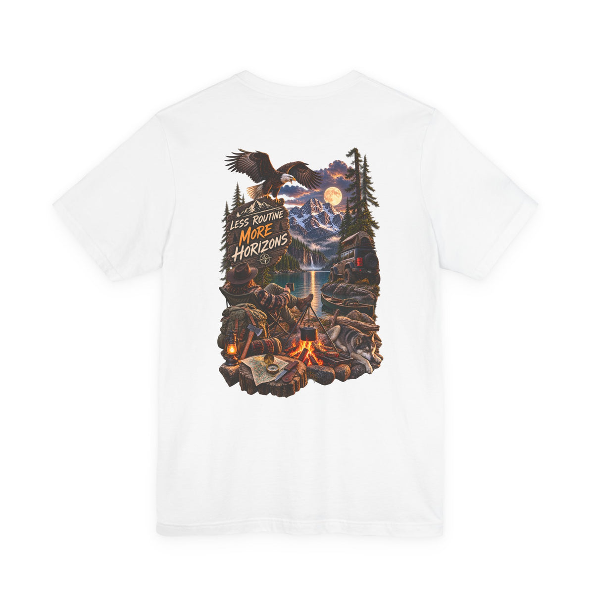 Adventure Campfire Graphic Tee — "Less Routine, More Horizons"
