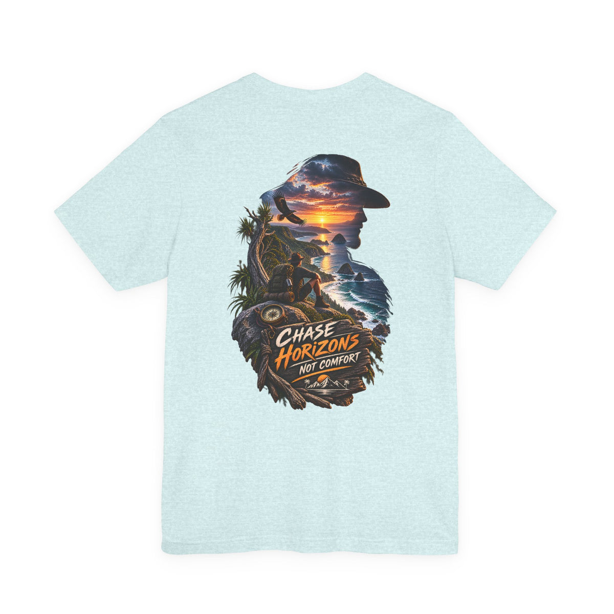 Chase Horizons Graphic Tee — 'Chase Horizons Not Comfort' Sunset Adventure T-Shirt