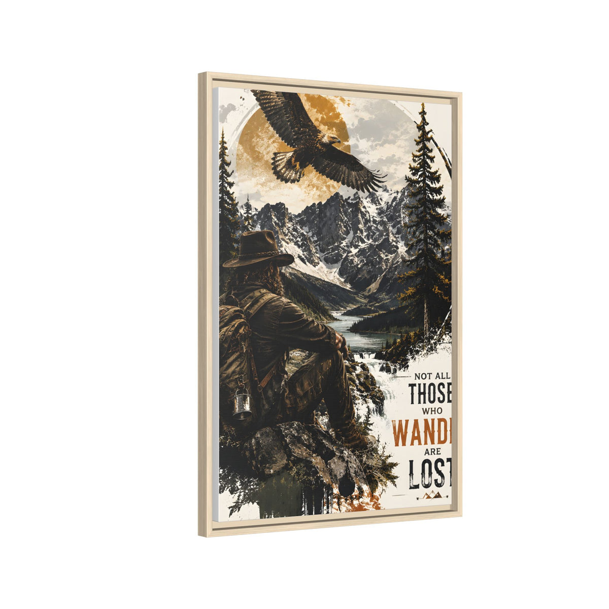 Wander Not Lost Eagle Mountain Canvas Print — Framed Matte Wall Art