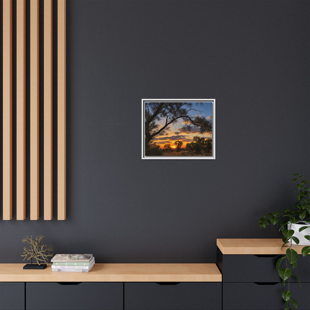Sunset Silhouette Matte Canvas Print — Framed Landscape Wall Art