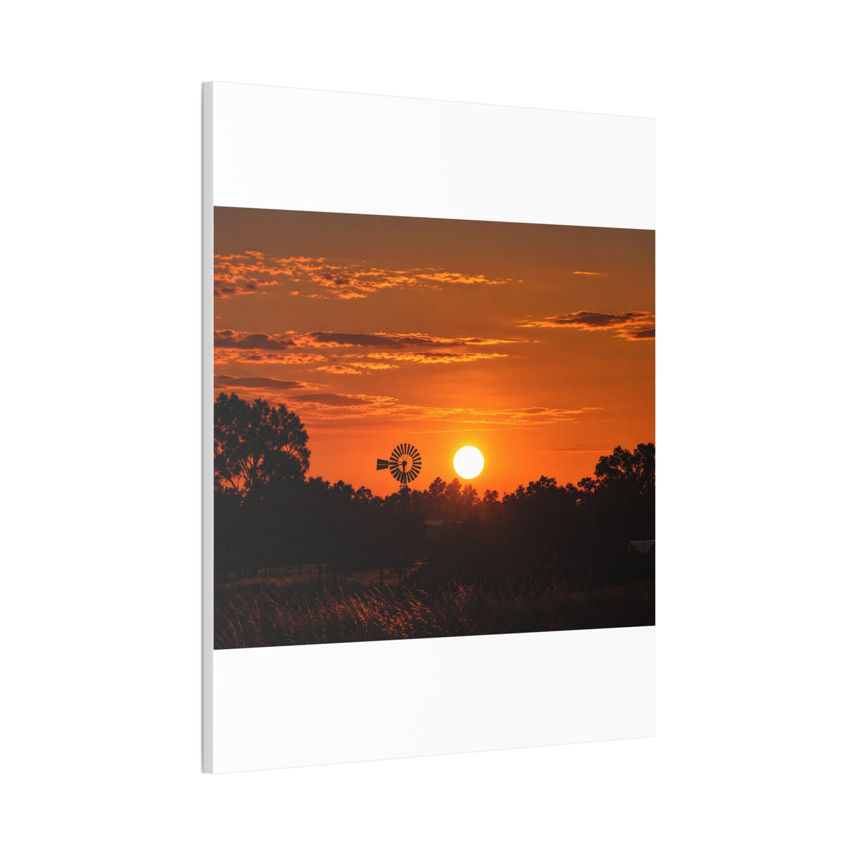 Sunset Windmill Canvas Print — Rural Farmhouse Wall Art