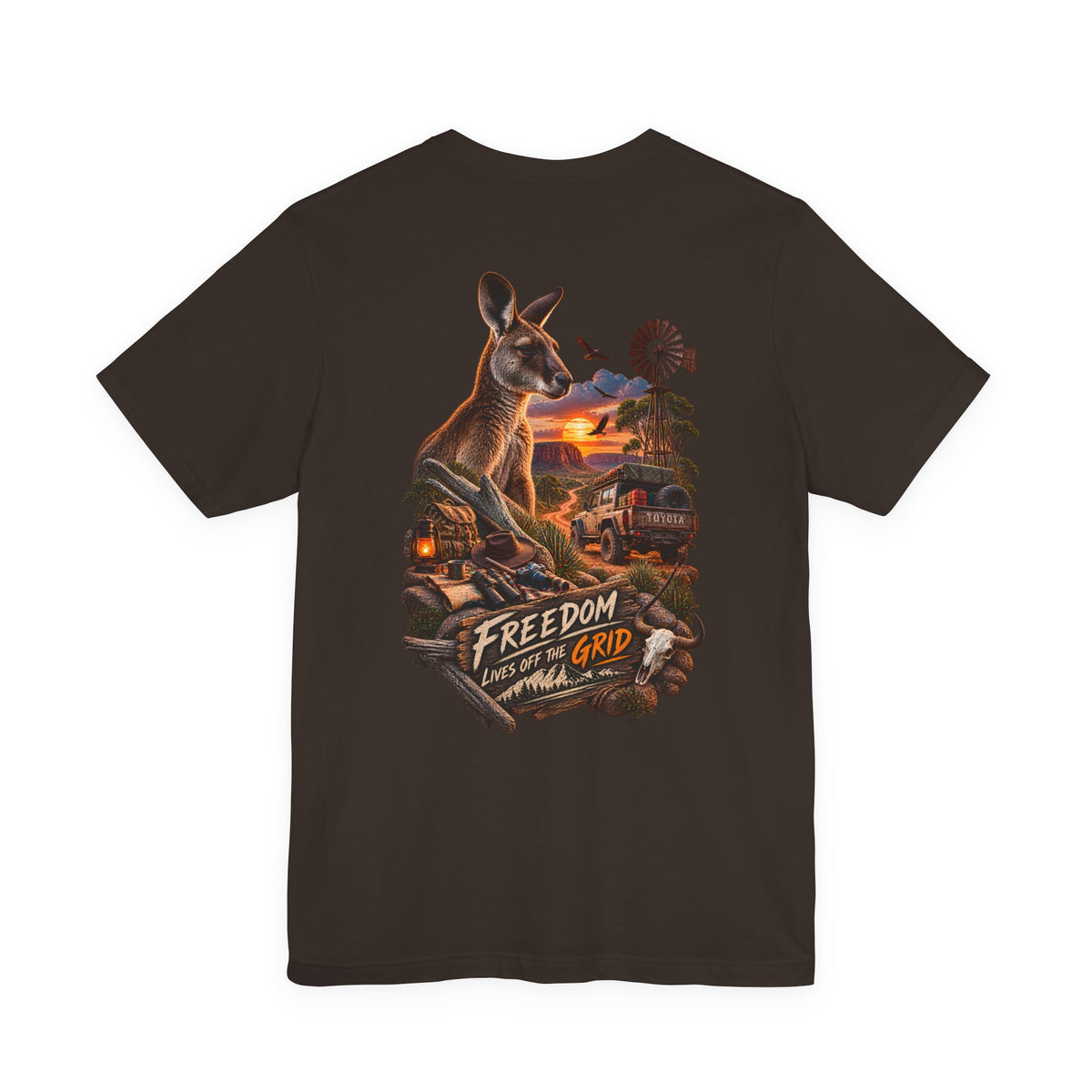 Freedom Down Under Kangaroo T-Shirt — Australia Sunset Wildlife Graphic Tee