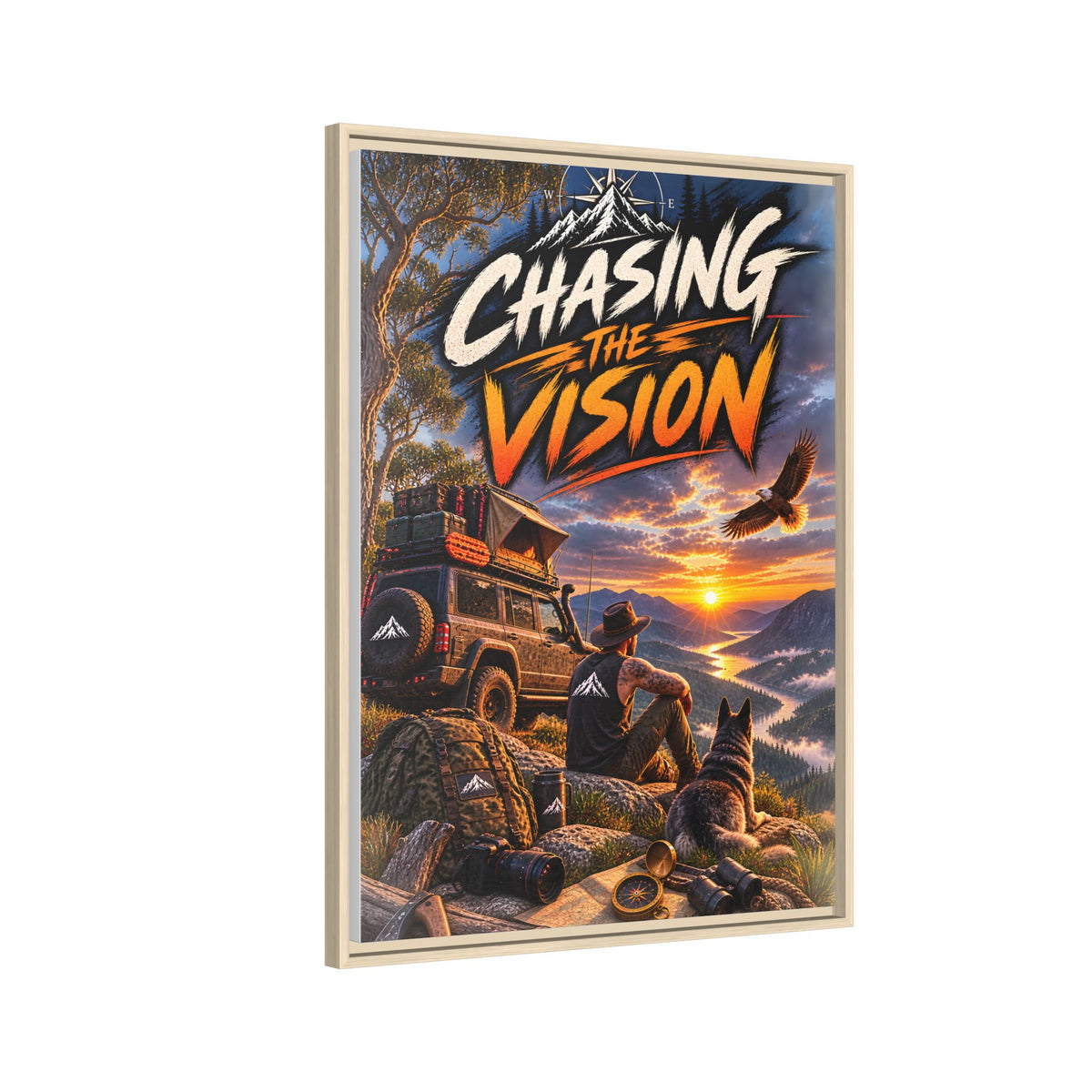Chasing the Vision Matte Canvas Print (Framed) — Adventure Landscape Wall Art