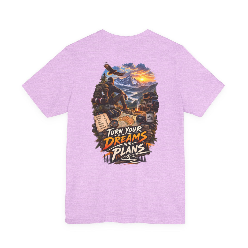 T-shirt d'aventure motivationnel — T-shirt graphique « Transformez vos rêves en projets »