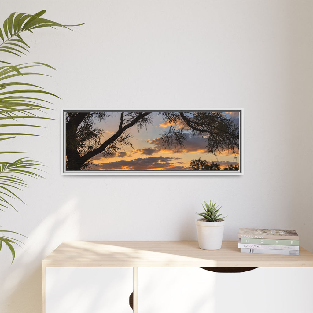Sunset Silhouette Matte Canvas Print — Framed Landscape Wall Art