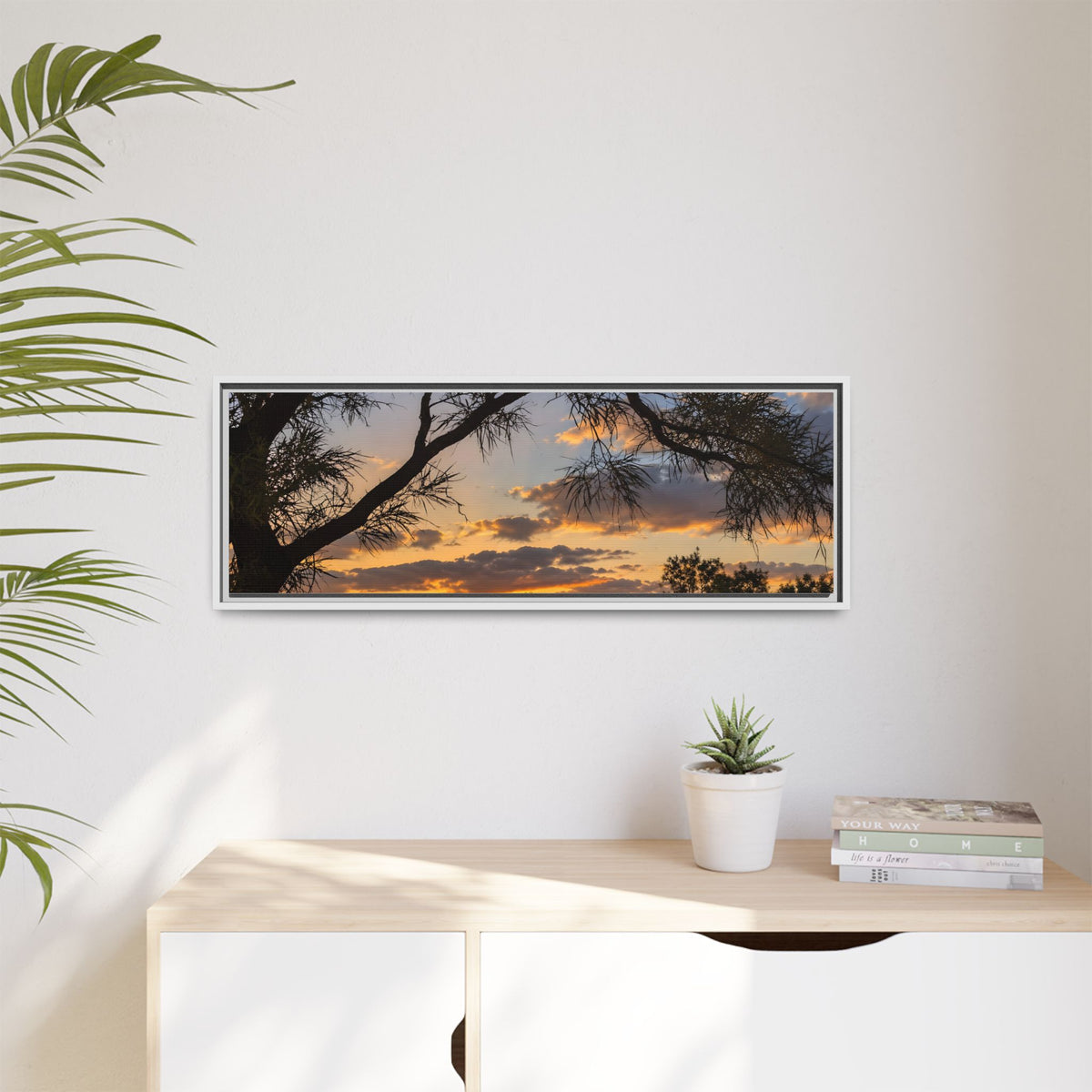 Sunset Silhouette Matte Canvas Print — Framed Landscape Wall Art