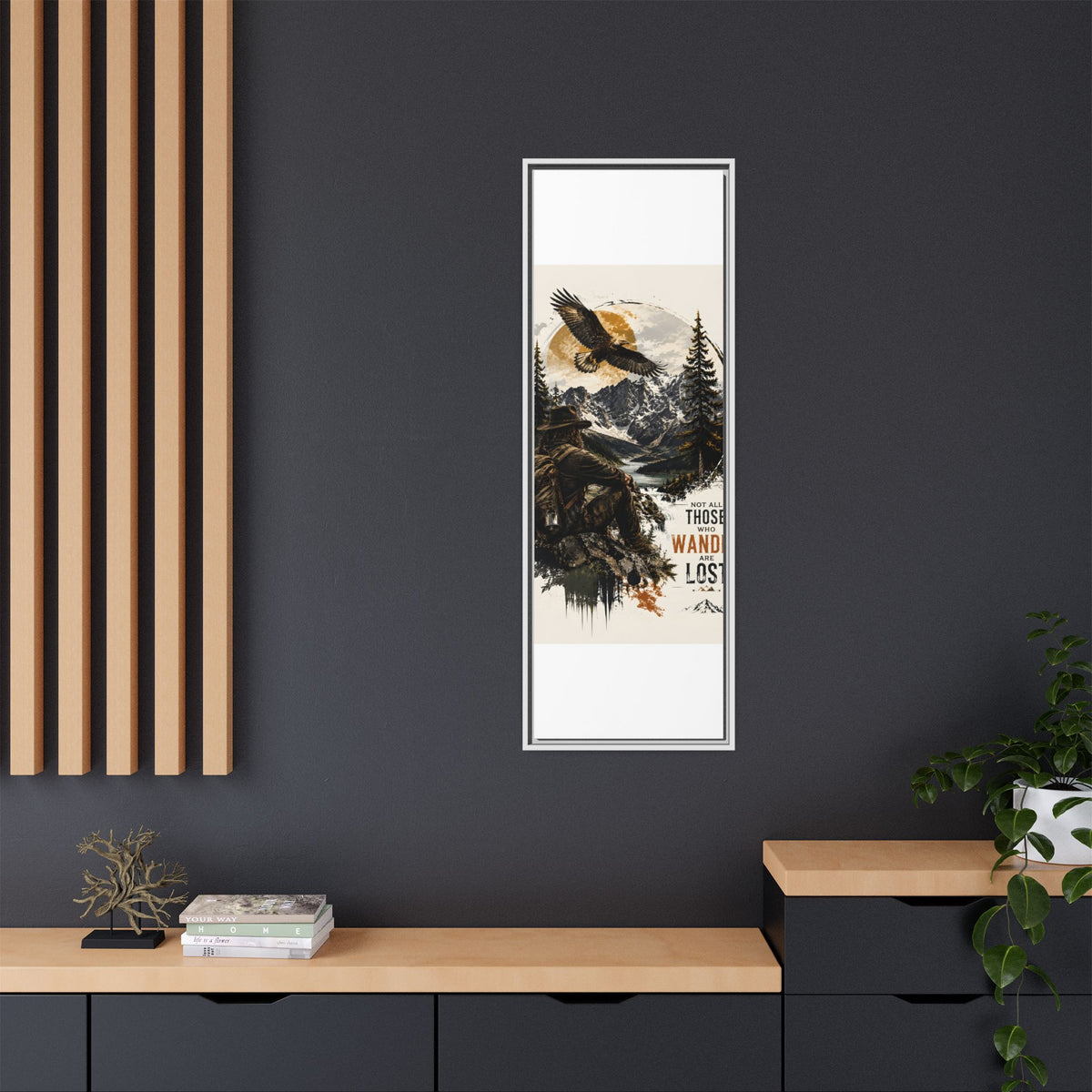 Wander Not Lost Eagle Mountain Canvas Print — Framed Matte Wall Art