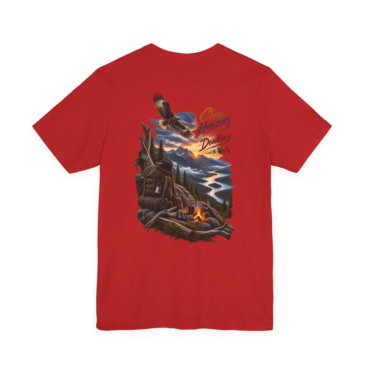 T-Shirt — 'Chase Horizons, Dream Big' Eagle Mountain Campfire Graphic Tee