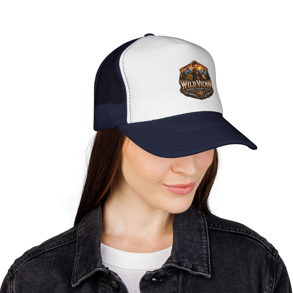 Wild Vecman Trucker Cap — Retro Outdoor Adventure Mesh Hat