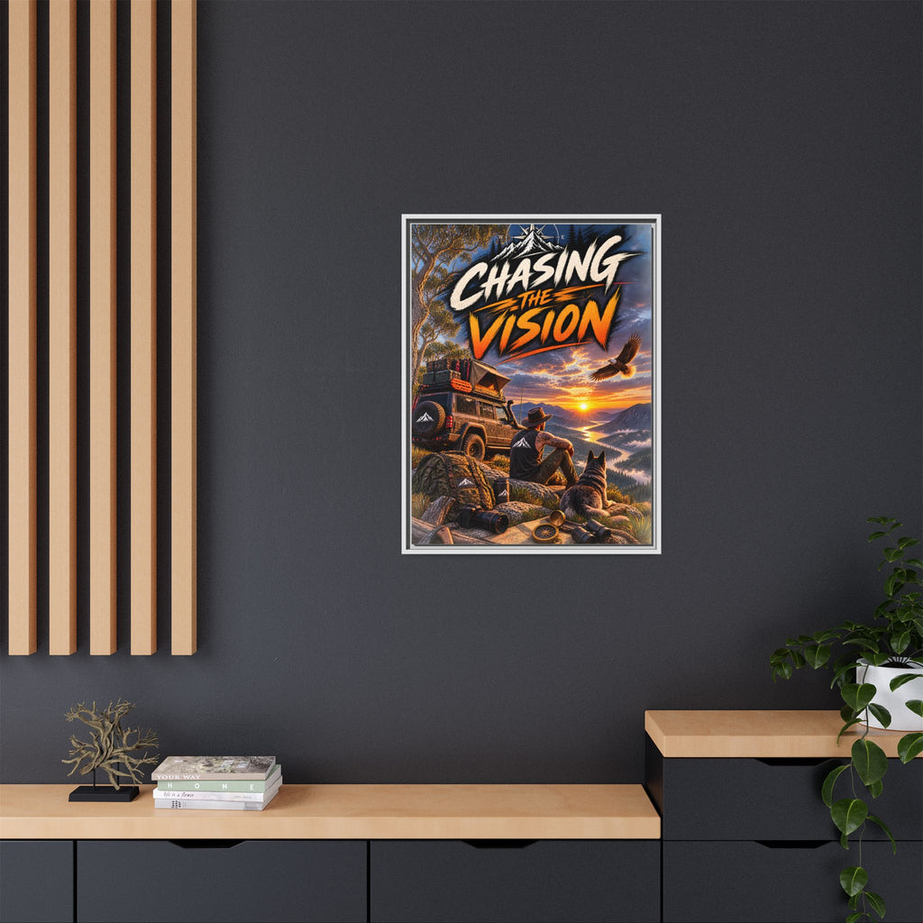 Chasing the Vision Matte Canvas Print (Framed) — Adventure Landscape Wall Art