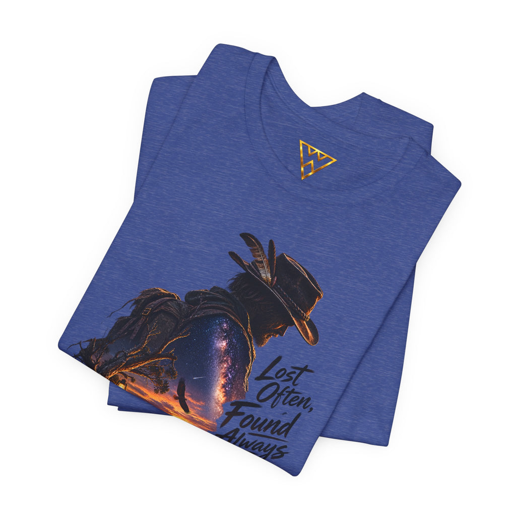 T‑Shirt — Western Sunset Cowboy 'Lost Often, Found Always' Graphic Tee