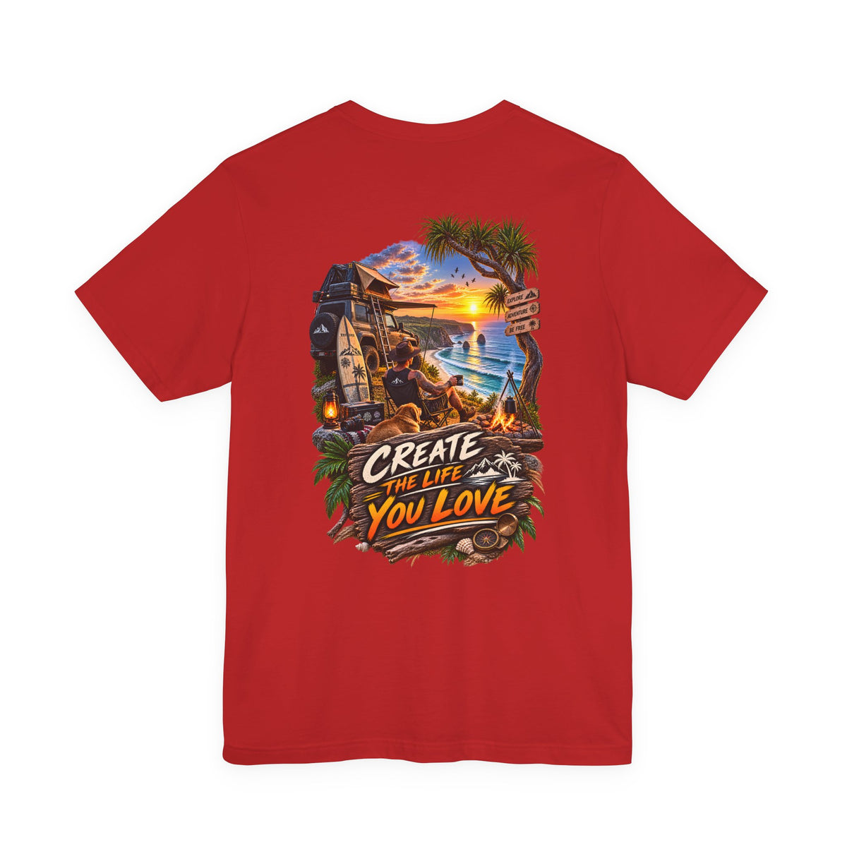 Create the Life You Love T‑Shirt — Beach Sunset Surf Graphic Tee