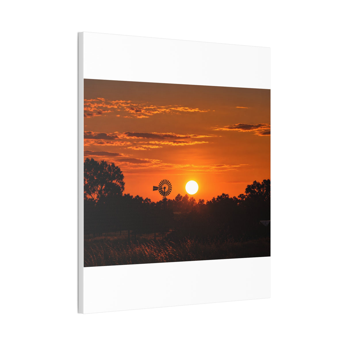 Sunset Windmill Canvas Print — Rural Farmhouse Wall Art