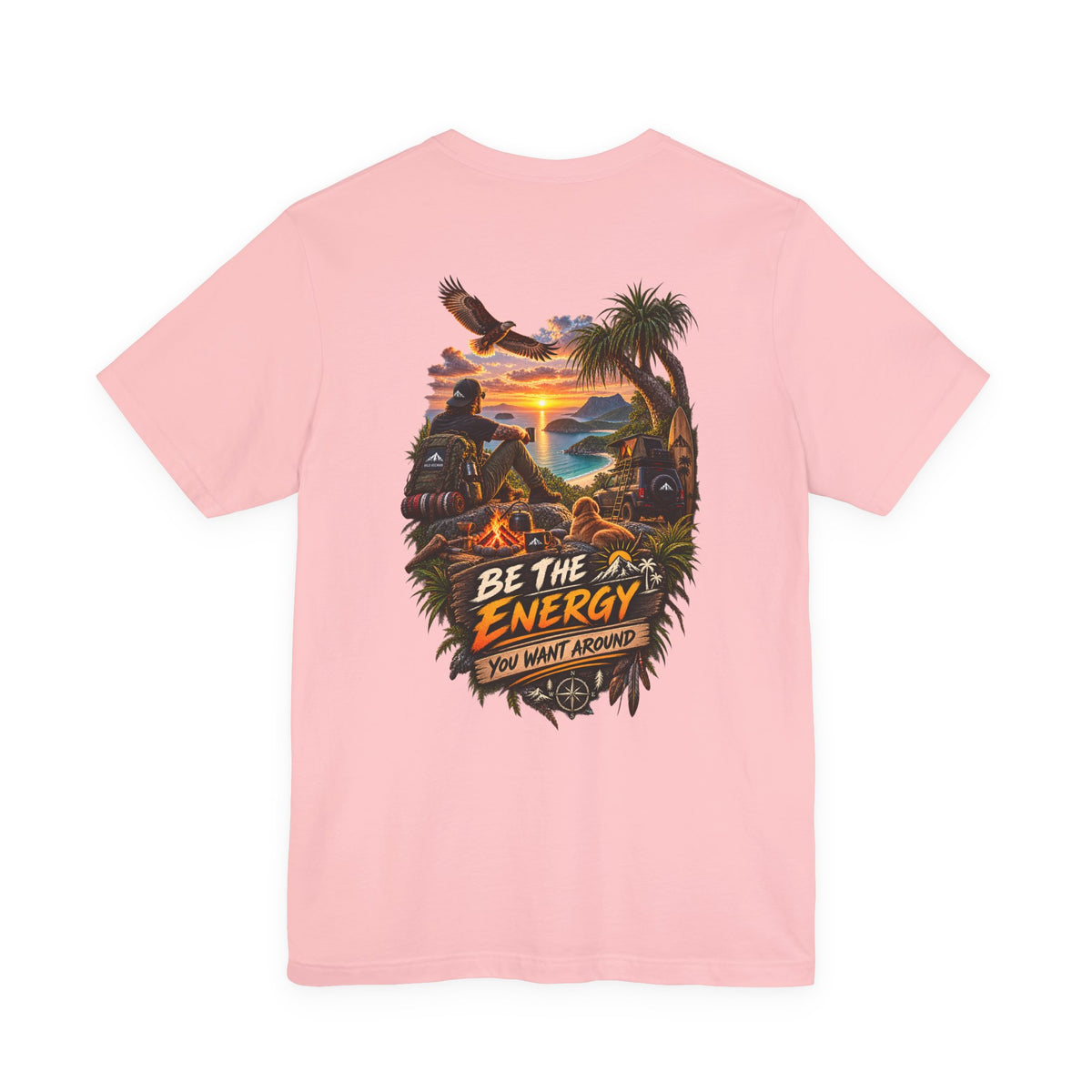 T-Shirt — "Be The Energy" Sunset Island Graphic Tee