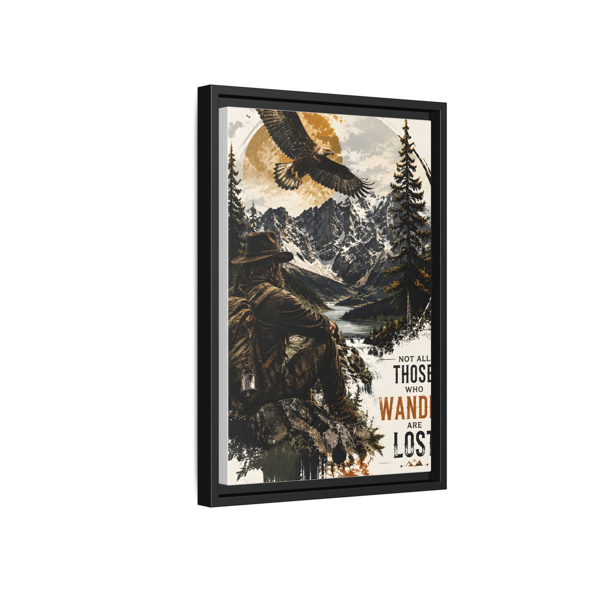 Wander Not Lost Eagle Mountain Canvas Print — Framed Matte Wall Art