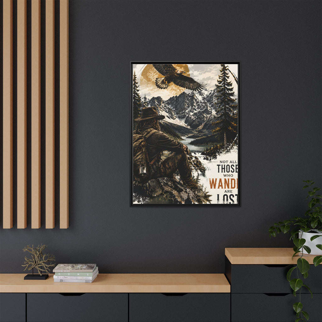 Wander Not Lost Eagle Mountain Canvas Print — Framed Matte Wall Art